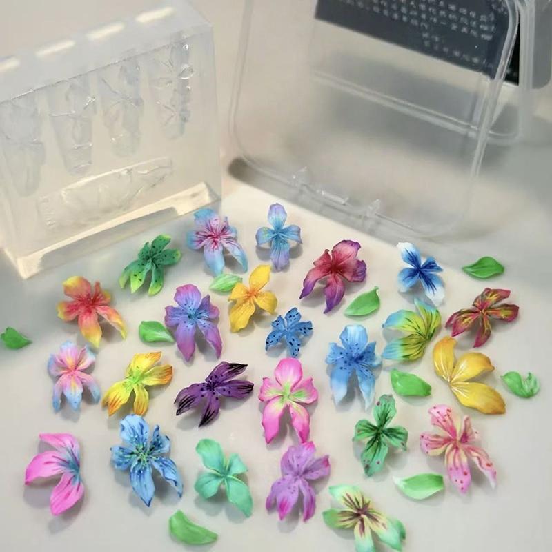 3D Flowers Nail Mold Diy Silicone Nail Tools Hawaii Hibiscus Flower Petal Nail Design Silicone Molds Nail Art Carving Template