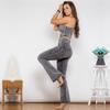 Shascullfites Shaper Anzug Body Reißverschluss Push Up Top Grau Jeans Top Hohe Taille Flare Jeans Set Frau 2 Stück