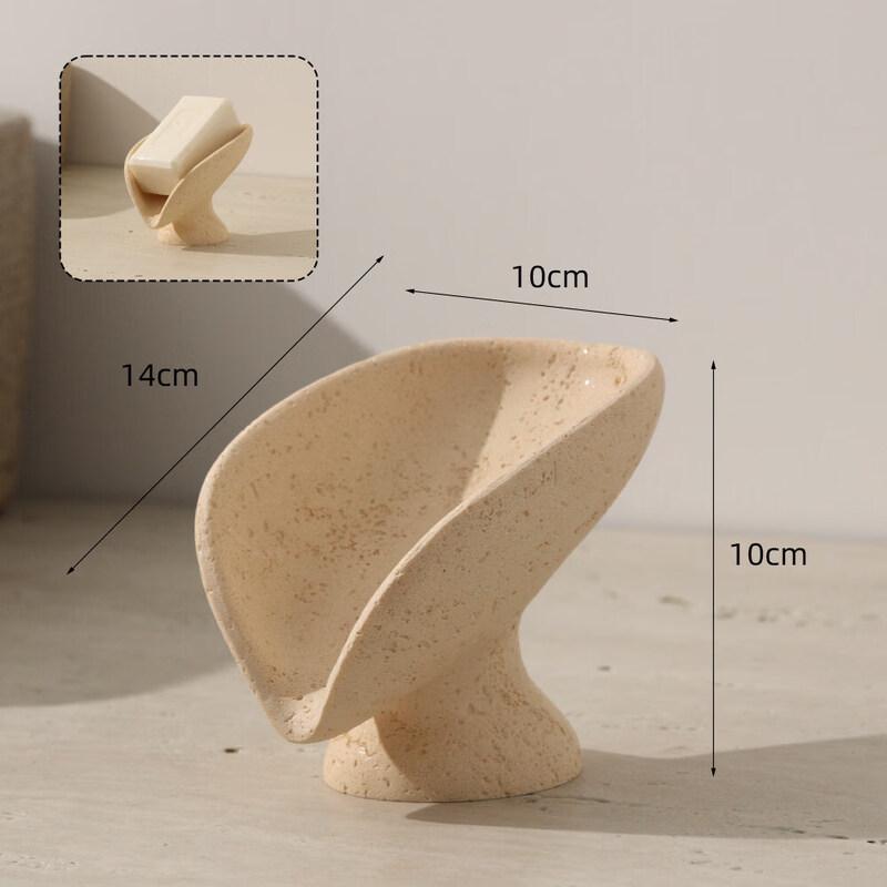 LIEI Travertine Lotus Leaf Suction Cup Soap Dish