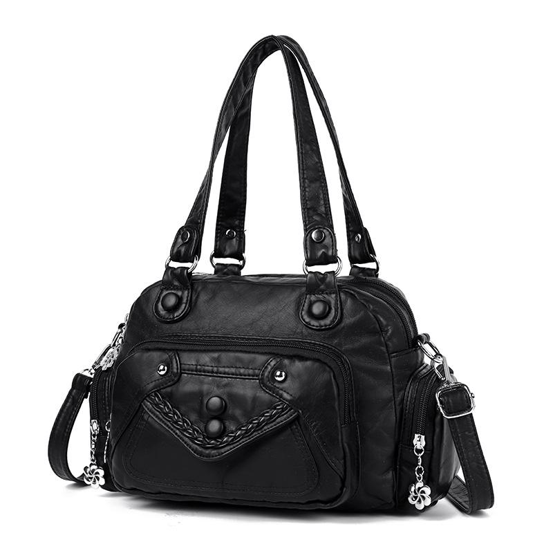 Bag women's new soft leather shoulder bag versatile texture women's messenger bag large capacity contrasting color light mother women's bag