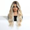 Hot-selling gradual change blond wig long curly hair chemical fiber hair high temperature silk female full headgear wigs factory spot