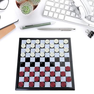Magnetic Travel Chess Set Travel Game Folding Chess Board Plastic Chess Checkers Educational Toy for Kids and Adults