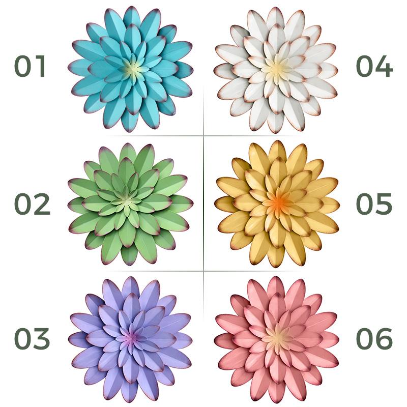 Nordic Wrought Iron Pendant Artificial Flower Wall Decor Ornament Iron Art Wall Hanging Crafts Living Room Home Decoration