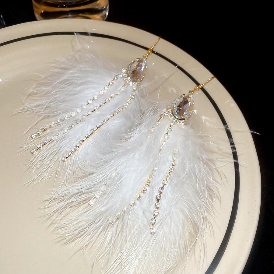 Серьги-крючки с бриллиантовой каплей и бахромой, элегантные и милые, легкая роскошь, нишевые серьги