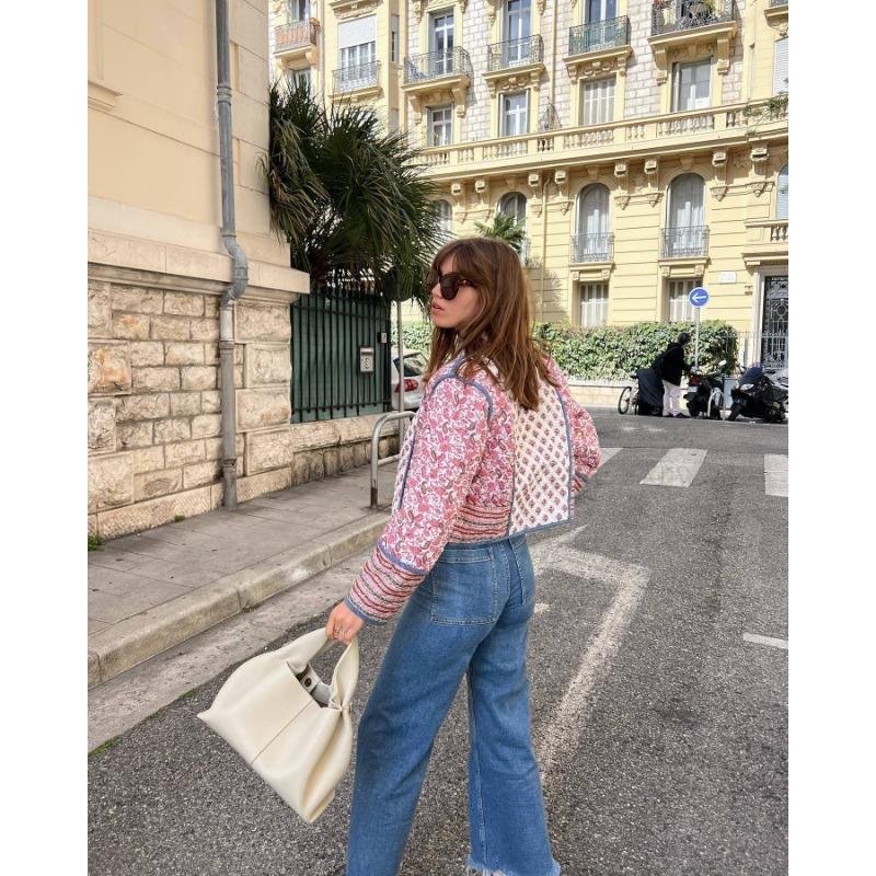 Herbst Damen Street Fashion Wendbare Bedruckte Baumwolljacke Mantel