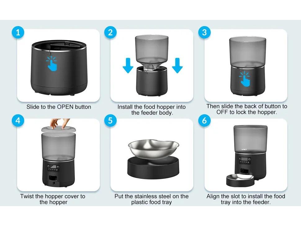 Smart 4L Remote-Controlled Automatic Pet Feeder with App, Timed Feeding & Graffiti Design for Cats and Dogs
