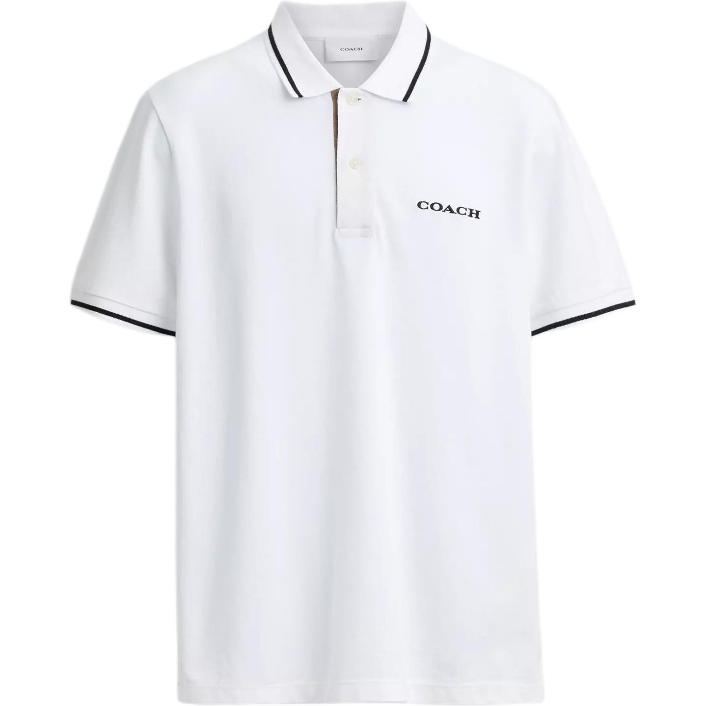 Coach Organic Cotton Iconic Decorative Solid Color Polo Shirt Men tops CBW44-WHT S