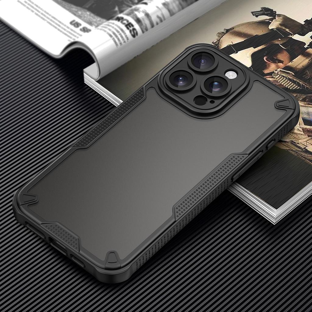 Armor Series For iPhone 15 Pro Case PC+TPU Semi-Transparent Frosted Finish Protective Phone Cover