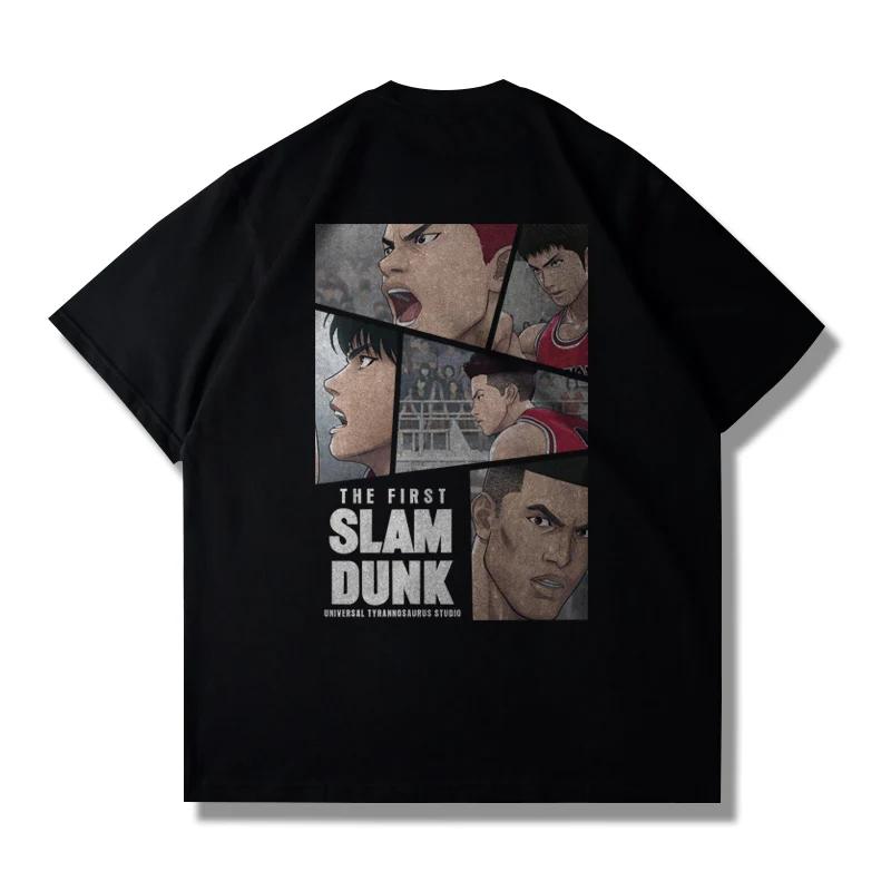 Japanese Anime Slam Dunk Master Big Movie Blockbuster Short Sleeve T-shirt Summer Loose 100% Cotton Sakura Ikebana