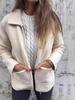 Women's Lapel Solid Color Zipper Pocket Mid-Length Jacket - Autumn/Winter 2025