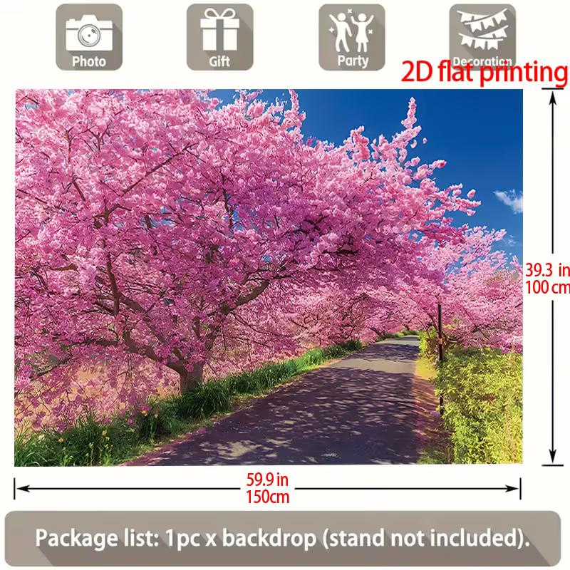 2D Pink Sakura Avenue Garage Door Cover for Yard and Garden Decoration