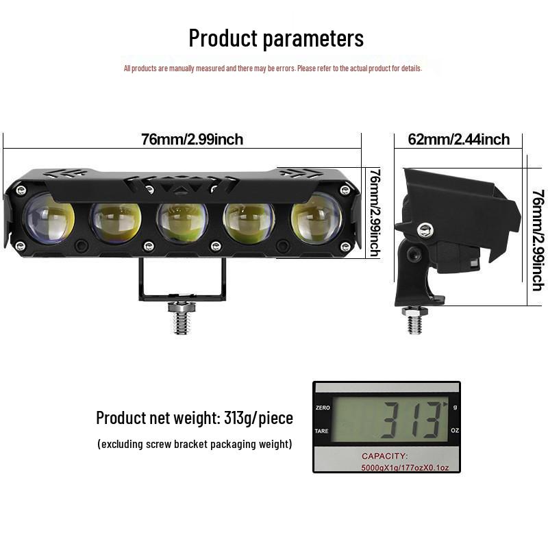 Waterproof LED Motorcycle Spotlight: Yellow/White High-Low Beam Five-Eye Modified Car Lights