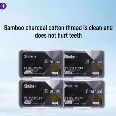 Saky Bamboo Charcoal Deep Clean Dental Floss Picks
