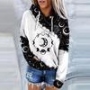 Moon Sun 3d Print Drawstring Hoodie Women Fashion Oversized Hoodies Women Sweats Long Sleeve Hooded Sweatshirt Women's Clothing