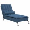 Massage Chaise Longue with Neck Roll Blue Fabric