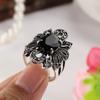 Women's Vintage Hollow Flower Pattern Ring Plated Alloy Resin Finger Jewelry Gift