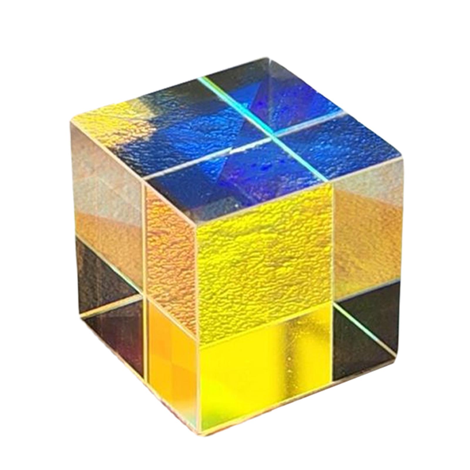 

Dichroic Glass X Cube Prism Table Ornament Children Toy for Photography Beam Splitting & Decorative Light Display A