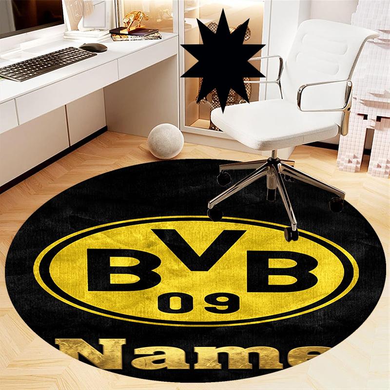Brugerdefineret Navn Borussia Dortmund Printet Rund Tæppe Stol Tæppe Område Tæppe Entré Dørmåtter, til Kontorstol Stue Soveværelse Køkken Rum.