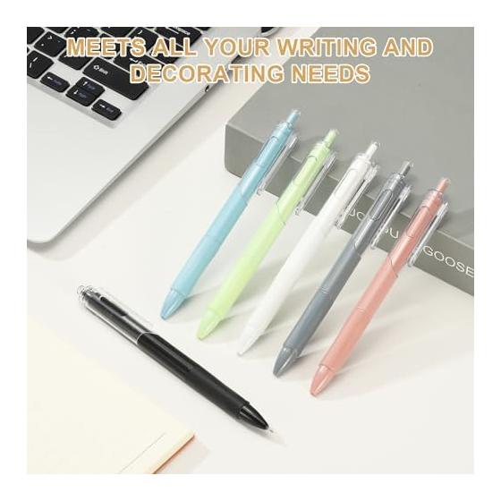 PATIKIL 24 Pack 0.5mm Retractable Gel Pens, Fine Point, Black Ink, Smooth Writing, Ideal for Office, Home, Journaling, Notebook Records, Gray