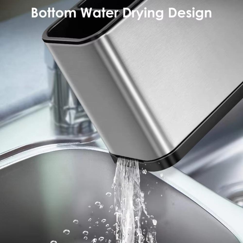 Large Capacity Kitchen Utensil Holder Stainless Steel Filterable Water Soap Liquid Storage Rack Removable Anti-rust