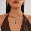 Two-piece Set, Retro Style Diamond-encrusted Water Drop Pendant, Sweater Chain, Court Style Exquisite Necklace.