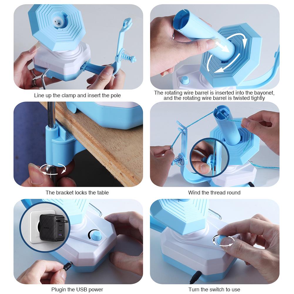 Yarn Winder Electric Yarn Ball Winder USB Plug In Crochet Yarn Winder Non Slip Base Wool Spinner Roller for Knitting Enthusiast