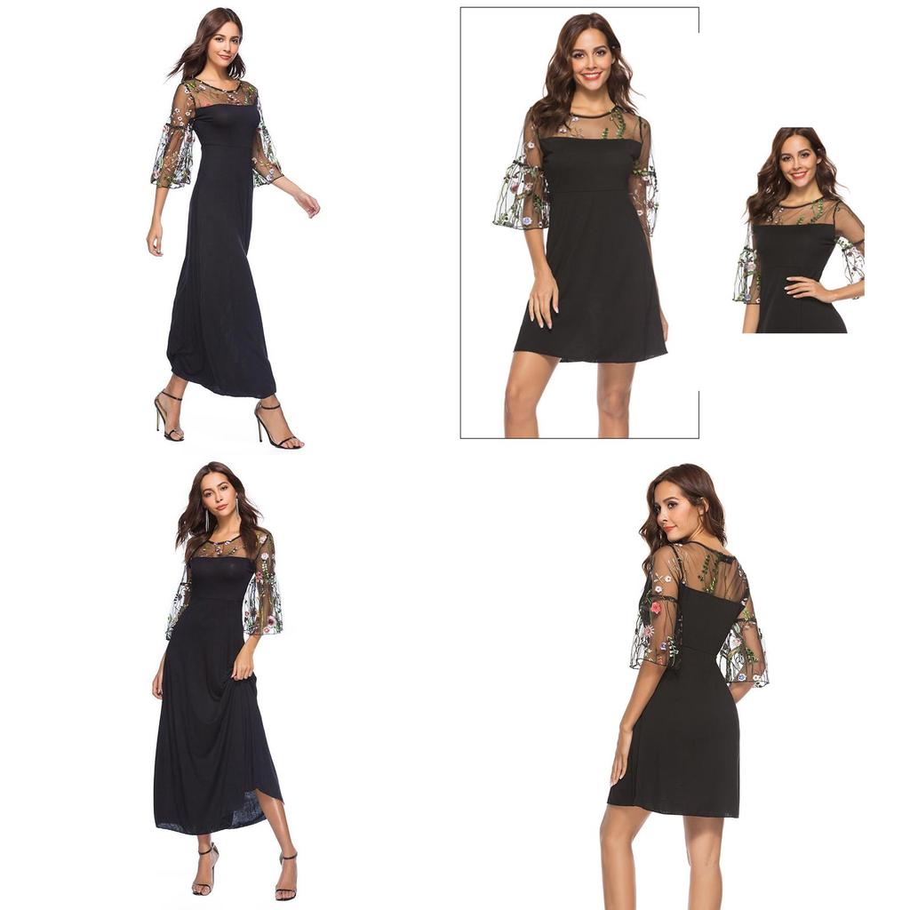 Elegant Fashion Women Chimmo Bodycon Dress With Embroidered Floral Design