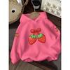 Kids' Strawberry Print Casual Hoodie - Cute Sweet Versatile Everyday Style for Children Aged 3 And Up