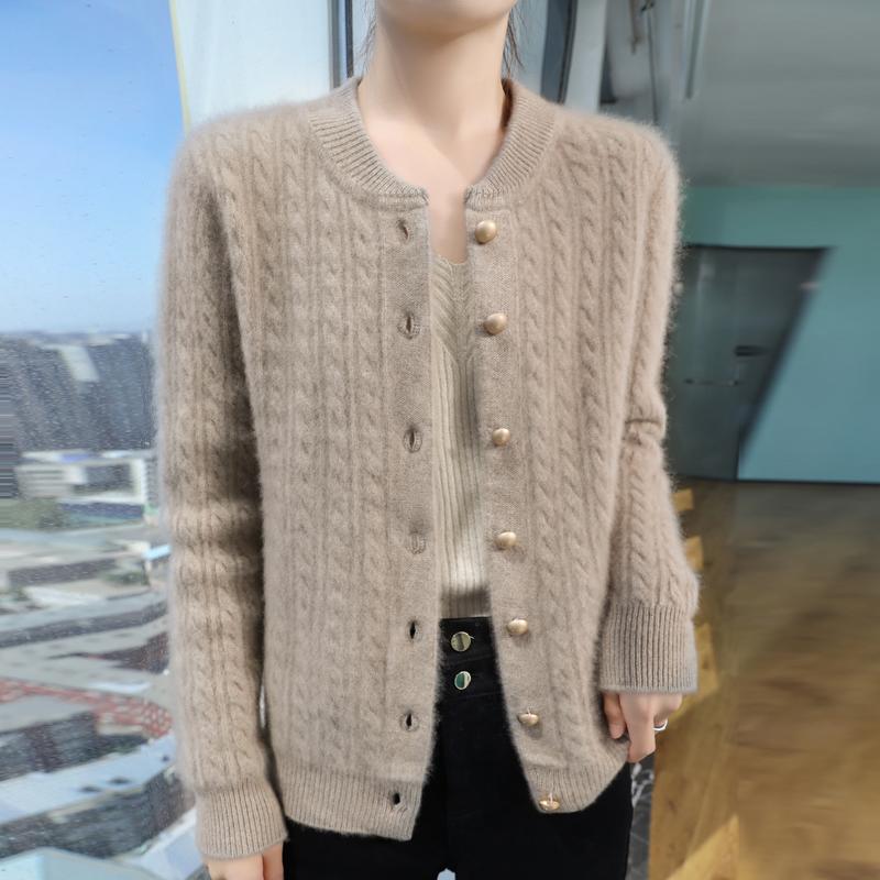 

Жіночий кашеміровий кардиган Qinghe кашемір 30% кашемір 70% вовна Осінньо-зимовий кашеміровий кардиган м який і теплий M коричневий