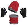 Unisex Winter Knitted Hat, Scarf, & Gloves Set - Fleece-Lined Wool