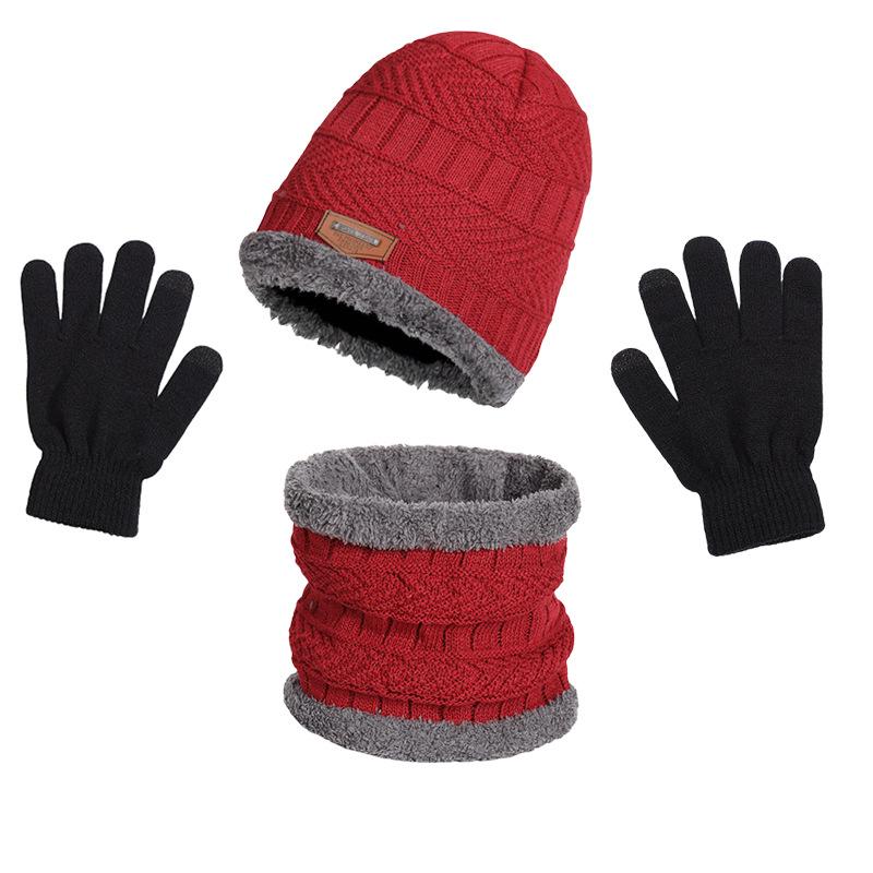 Unisex Winter Knitted Hat, Scarf, & Gloves Set - Fleece-Lined Wool