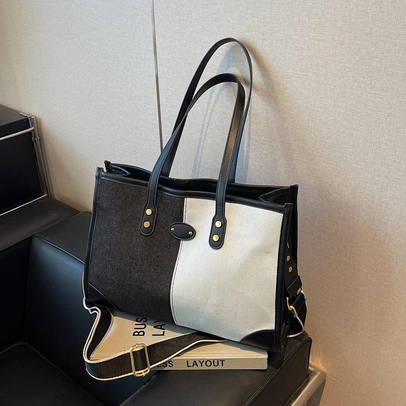 Crossbody Large-capacity Bag Women's New Fashion Tote Handbag Contrasting Denim Shoulder Bag