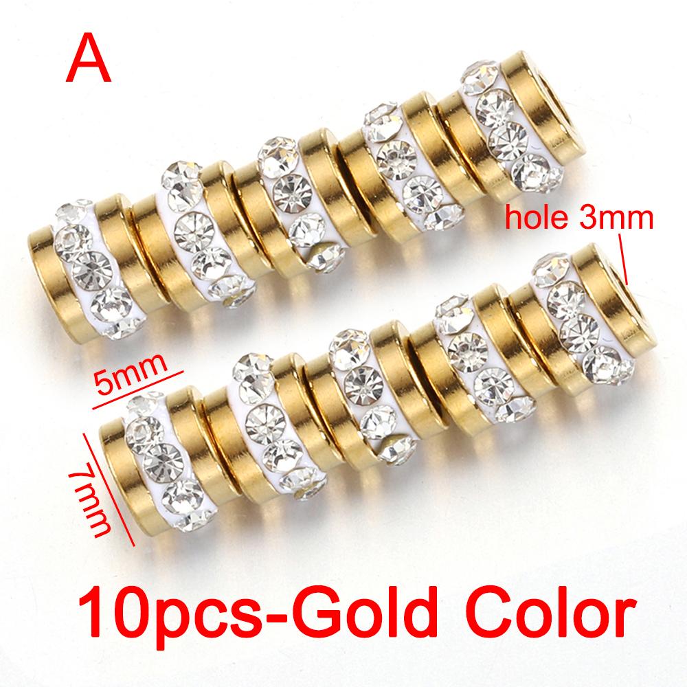 20 stuks 10 stuks Roestvrij Staal Strass Kralen Goudkleurige Spacer Losse Kralen Bedels voor Sieraden Maken Armband Ketting DIY
