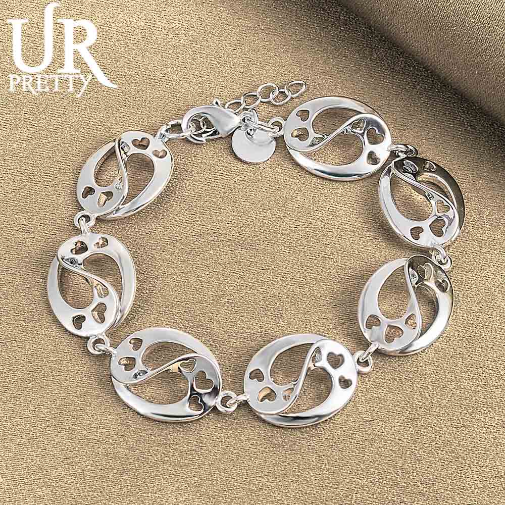 925 Sterling Silver Heart Bracelet Fashionable Wedding Jewelry