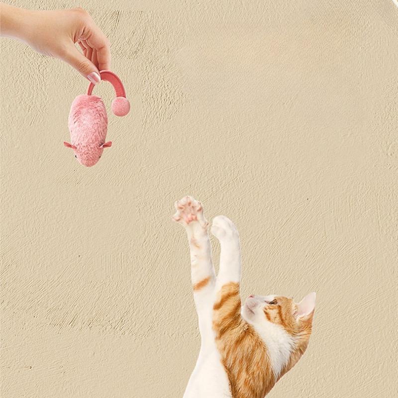 Interactive Mouse Plush Cat Chew Toy Squeaky Luminous Mice Kitten Toy Bite Resistant Teeth Cleaning Cat Toy Supplies