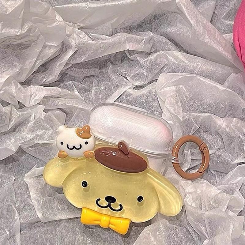 Airpodspro Bluetooth Earphone Protective Cover Cartoon Pink Puppy Ins Wind Transparent Airpods1/2 Buckle