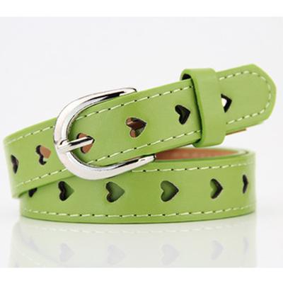 Women Girls Heart Hollow Belt Faux Leather Metal Buckle Straps Waistband