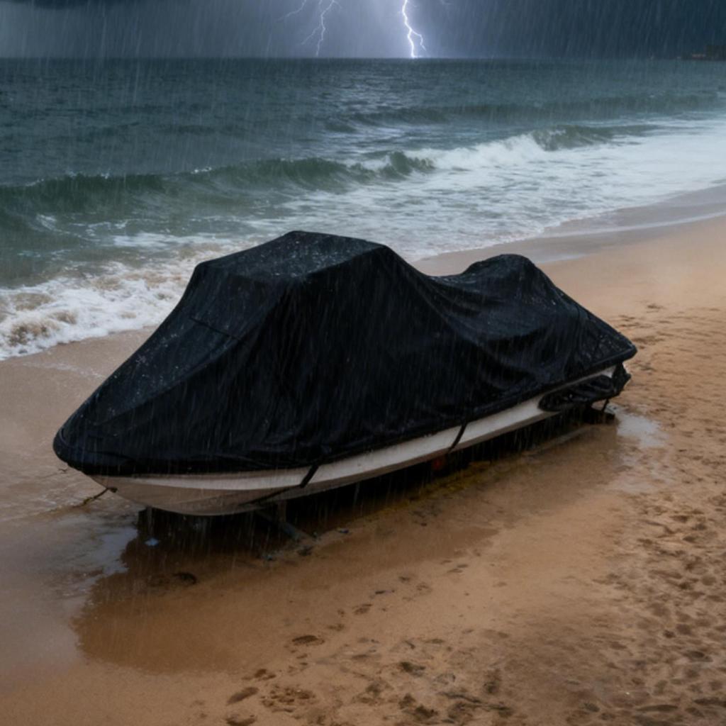 Housse de Bateau Imperméable Résistante aux UV Protecteur de Motomarine Avec Sac de Rangement Housse de Protection Extérieure Pour Bateau à Moteur de Loisir