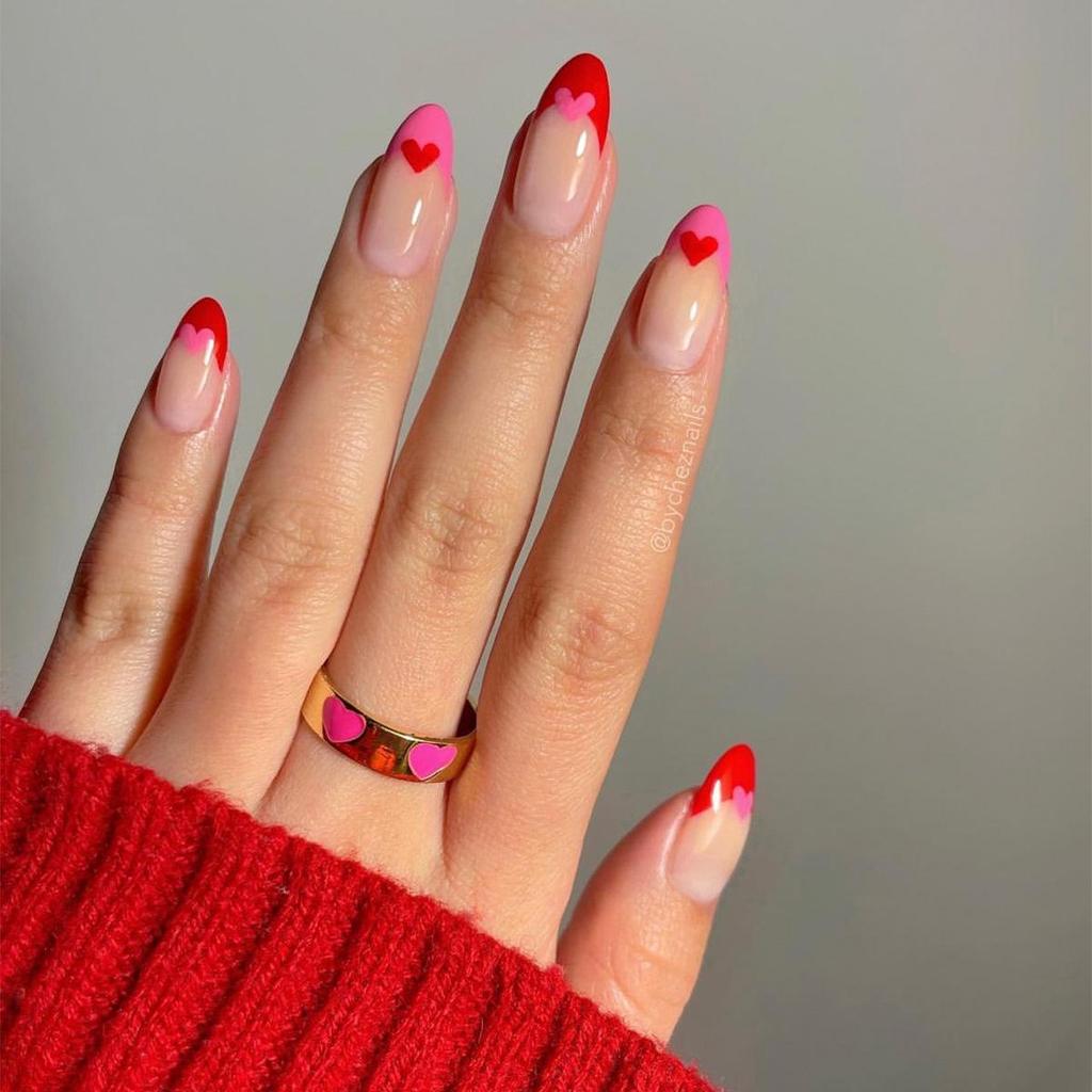Cross-Border Valentine's Style French Heart Wearable False Nail Tips
