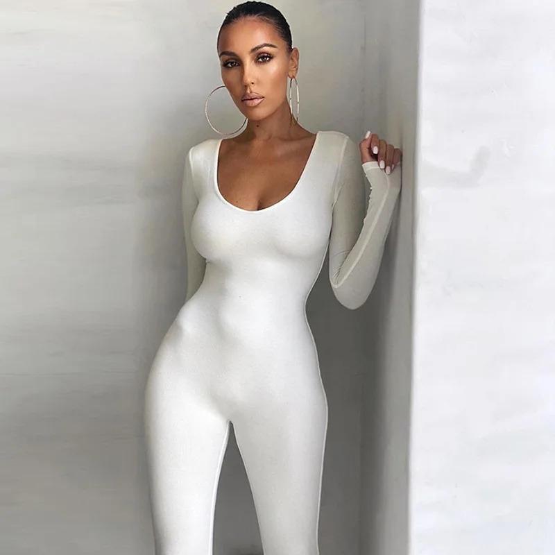 Women's Clothing Casual Fitness Rompers Long Sleeve Skiing Jumpsuit Women Elastic Hight Outfit Fashion Sportwear Slim Rompers Streetwear Overalls