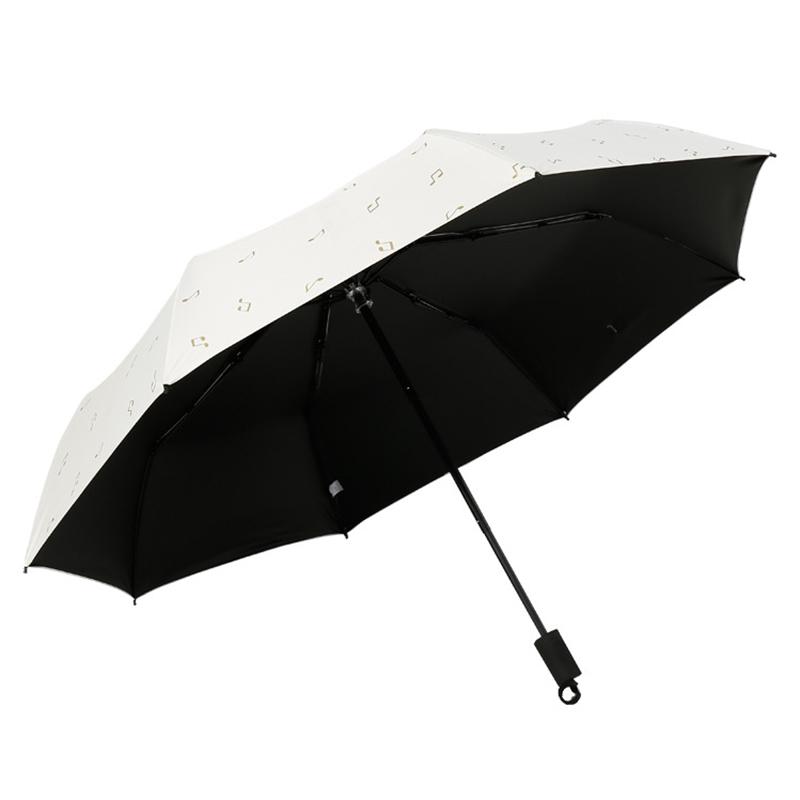Creative Musical Note Umbrella Tri-fold Wind Resistant Manual Black Glue Sun Umbrella Anti-UV Customized Advertising Umbrella