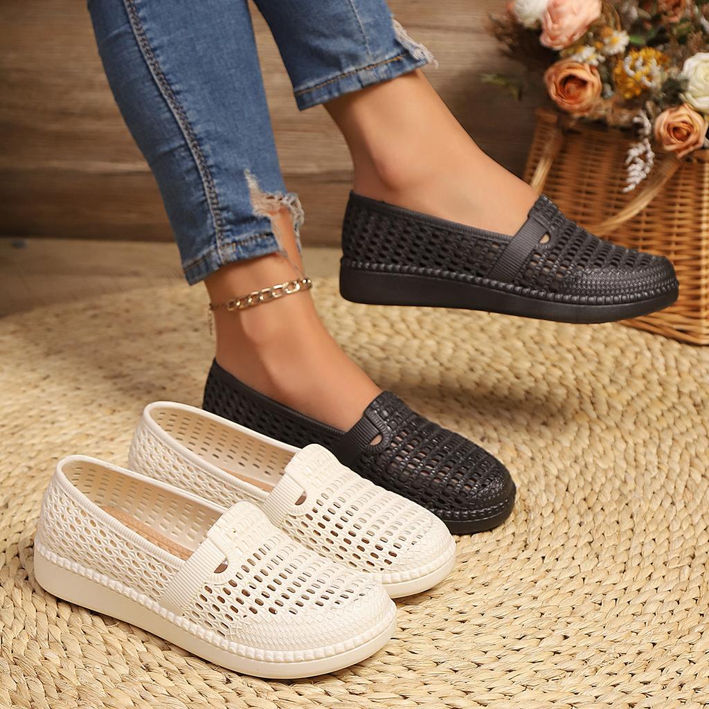 Fashion Women Fashion Flats Shoes Round Head Hollow Sneakers Women  Anti-slip Wear-resistant Loafers Mary Jane Shoes Zapatos De Mujer