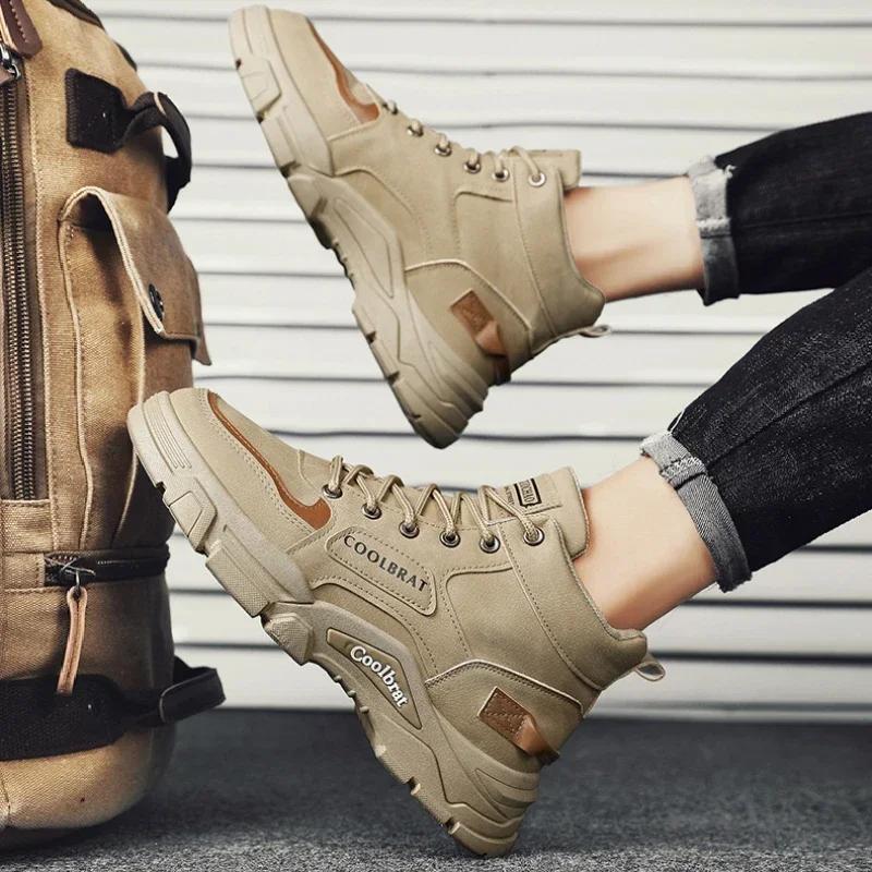 Mens Boots Casual Shoes Winter Leather Designer Luxury Ankle boots Platform Work Safety shoes Sneakers botas para hombre