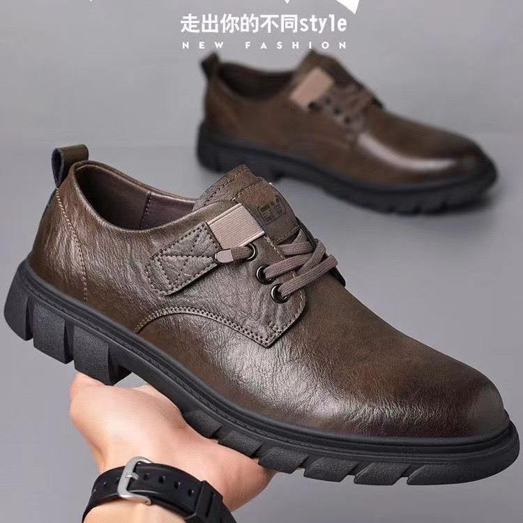 

Кожаная обувь мужская дышащая трендовая универсальная деловая повседневная кожаная обувь на шнуровке мягкая подошва удобная низкая работа 44 [Standard code]