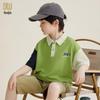 DuoDuoJia Boy's Color-Block Sleeve Short-Sleeve Polo Shirt