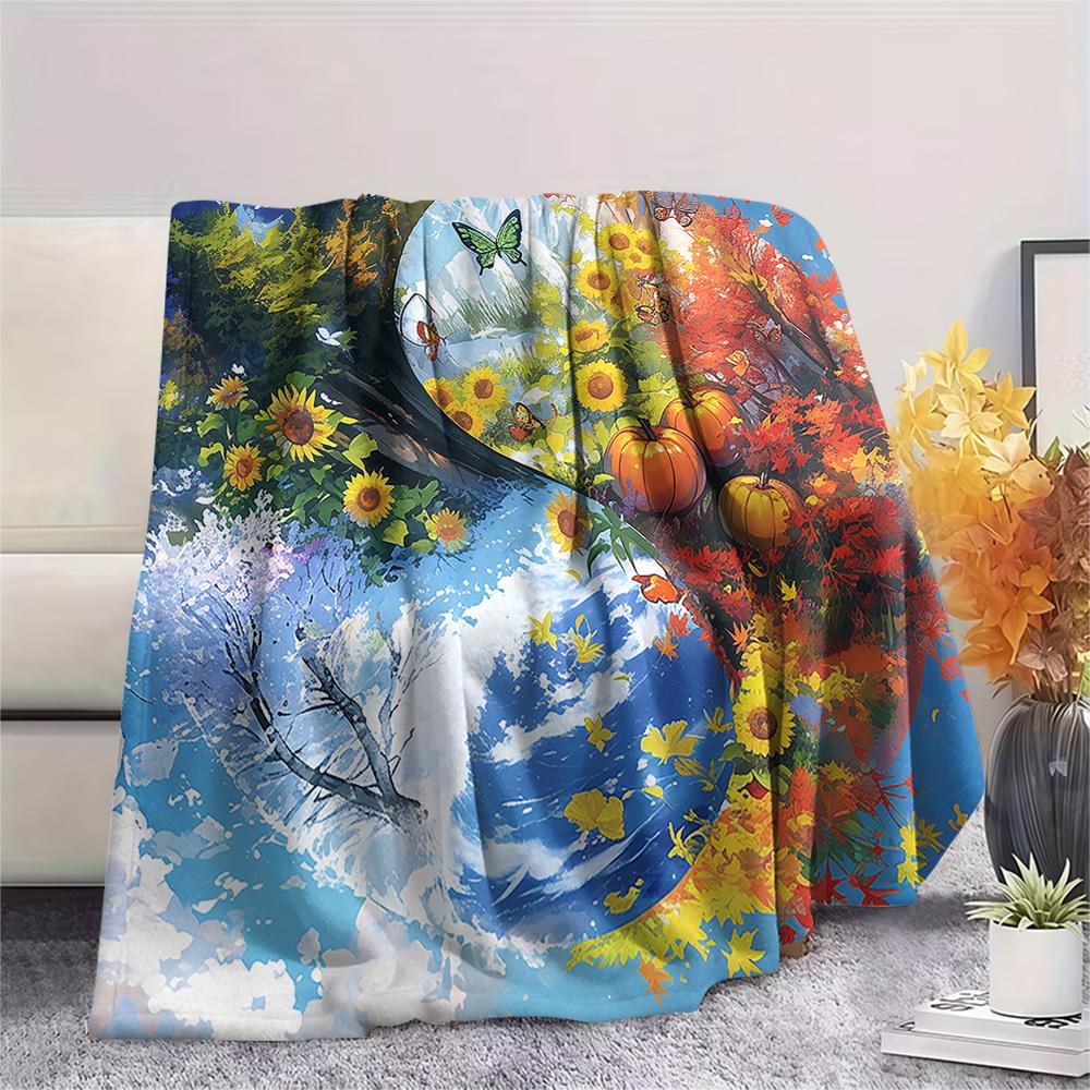 

Flower Print Flannel Blanket, High quality Comfortable for All Seasons, Home Decor, Warmth and Comfort, Perfect for Christmas Gifts 80cm x 120cm