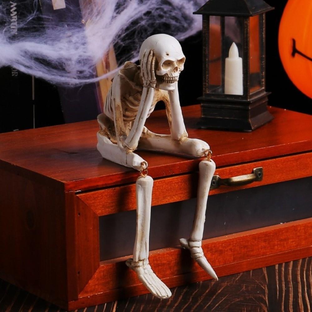 Spooky Atmosphere Halloween Skull Figurines Resin Material Skeleton Decoration Home Decor