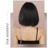 Women's Simulation Wig 32cm Hair Short Straight Wig Full Headgear Rose Hair Net Headdress Beauty Decoration Wig