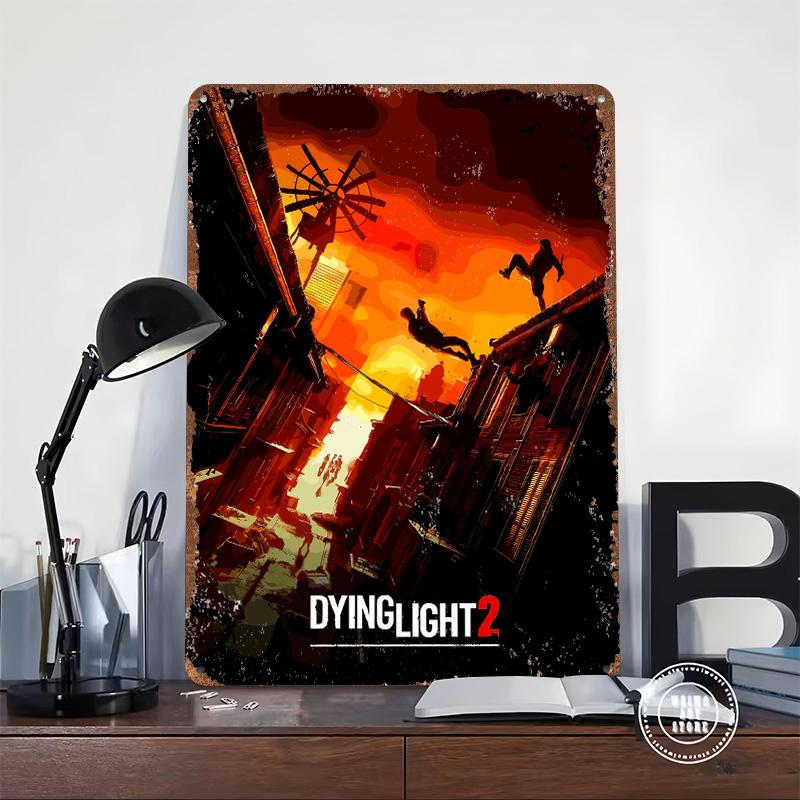 Dying Light 2 Spiel Metallposter Personalisierte Wandkunst Retro Vintage Blechschilder zur Dekoration Zuhause Dekorationsartikel Wand Deko