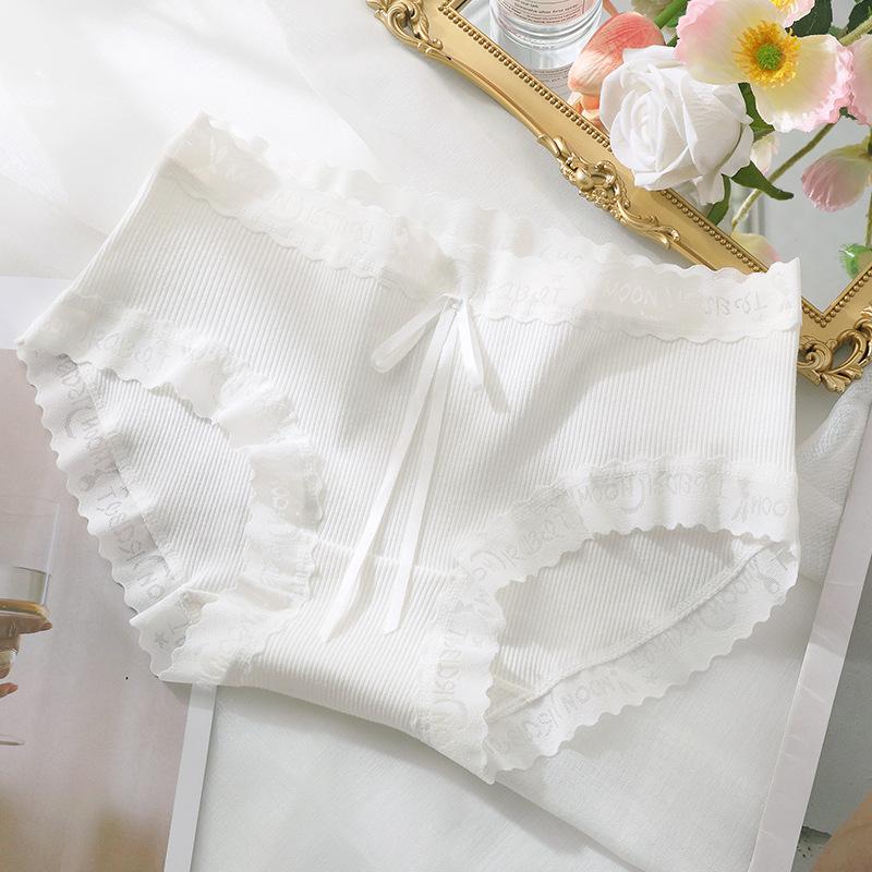 Antibacterial Girls' Mid-Waist Cotton Panties - Breathable, Quick-Drying, Butt-Lifting with Bow Knot Design